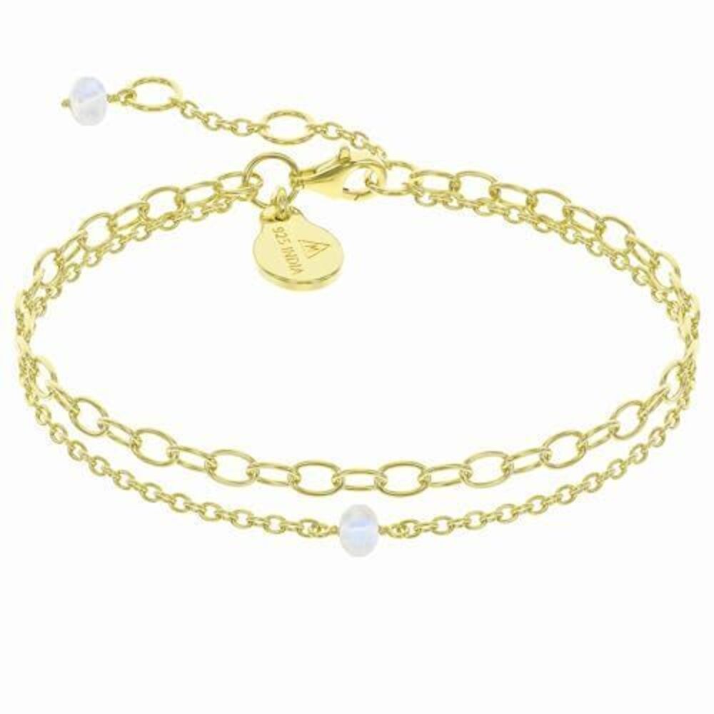 5641 Moonstone Bracelet , Certified 925 Sterling Silver with Vermeil 18K